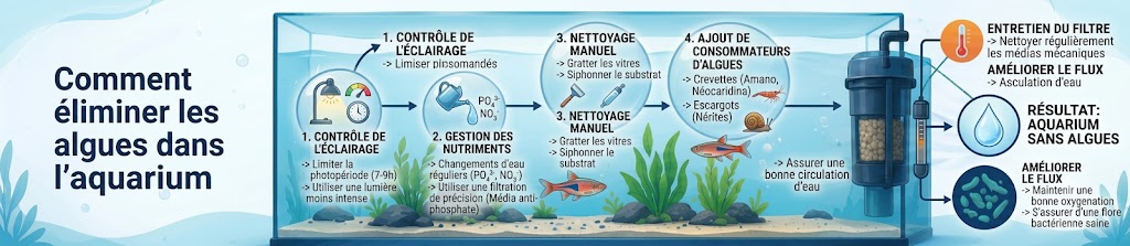 Éliminer les algues dans un aquarium