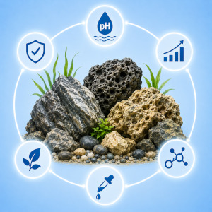 Les roches en aquarium d'eau douce